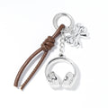 Silver Headphones Keychain Brown Leather Cord Bow Charm view 5