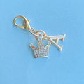 Gold-Tone Rhinestone Crown Initial Charm With Lobster Clasp view 4