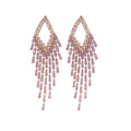 Crystal Diamond Frame Fringe Stud Earrings in Three Colors view 5