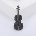 Crystal Violin Brooch with Bow Detail in White or Black view 7