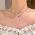 Silver Butterfly Beaded Necklace With A Cool Silver-Tone Finish view 3