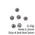 Grooved Pumpkin Round Beads in Silver and Gold Tones view 5