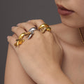 Stainless Steel Chunky Charm Rings Stone Drop Tassel Gold Silver view 4