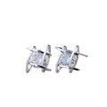 Silver Tone Clear Look Square Cage Petite Stud Earrings view 5