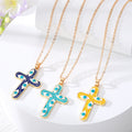 Gold Tone Multicolor Evil Eye Cross Pendant Necklaces view 1
