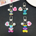 Rainbow and Green Resin Bear Heart Metal Clasp Keychain Pair view 1