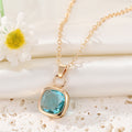 Gold Tone Square Faceted Crystal Pendant Necklaces in Eight Colors view 3