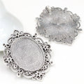 Ornate Oval Cabochon Pendant Trays in Four Finishes view 4