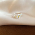 Silver Open Flower Ring With Gold Centers Adjustable view 6