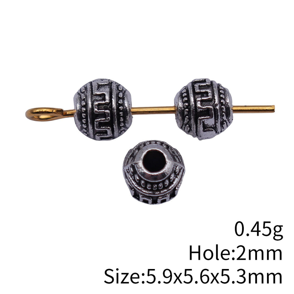 5.9x5.6x5.3mm 0.45g Antique Silver Zinc Alloy Vintage Texture Spacer Beads for DIY Bracelet Making
