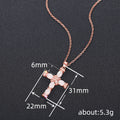 Opal-Look Cross Pendant Necklace Rose Gold and Silver view 4