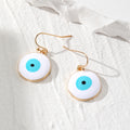 Gold Tone Round Enamel Evil Eye Hook Earrings in Six Colors view 3