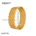 Gold Geometric Cutout Wide Cuff Bracelets Crystal Accents view 9