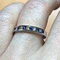 Silver Tone Channel Blue Clear CZ Stacking Ring Sizes 6-10 view 2