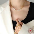 Pastel Bead and Faux Pearl Gold Ball Chain Choker Necklace view 3