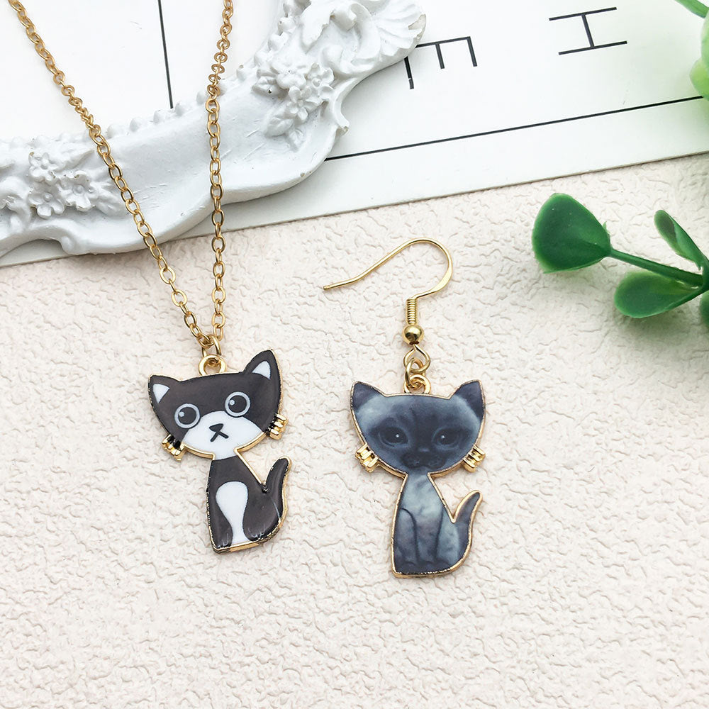 17x26mm KC Gold Enamel Zinc Alloy Standing Cat Charm Pendant for DIY Creative Jewelry Making