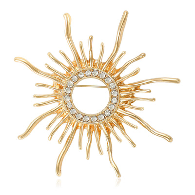 Open Center Sunburst Brooch in Gold and Silver Tones grouped product view