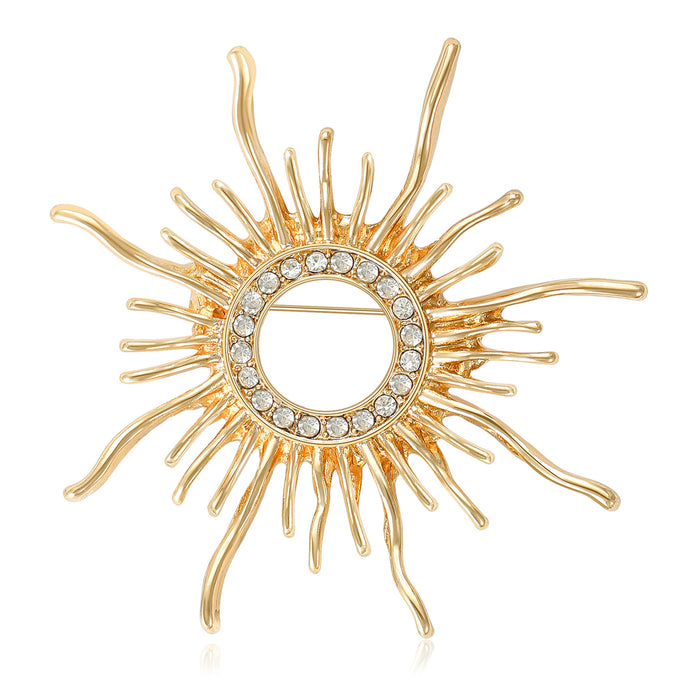 Open Center Sunburst Brooch in Gold and Silver Tones