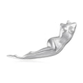 Polished Reclining Figure Brooch in Two Metal Tones view 2