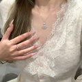Silver Crystal Fan Pendant Necklace for Layered Everyday Styling view 1
