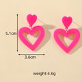 Pink Acrylic Double Heart Stud Drop Earrings in Two Colors view 4
