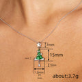 Silver Tone Green Christmas Tree and Star Pendant Necklace view 4