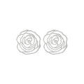 Silver Tone Open Rose Outline Stud Earrings With Decorative Details view 5