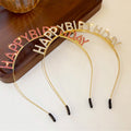 Gold Happy Birthday Rhinestone Letter Party Headband view 2