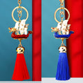 Sailing Ship Tassel Keychains in Red Blue and Assorted Color Options view 1