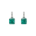 Silver Green Square Pendant Necklace and Drop Hoops view 5