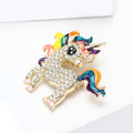 Rainbow Unicorn Brooch Clear Rhinestone Body Gold Tone view 3