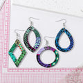 Silver Tone Colorful Patterned Openwork Acrylic Hook Earrings view 5