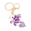 Rhinestone Flower Goldfish Keychain Enamel Metal Bag Charm view 5