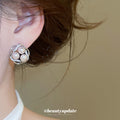 Silver Tone Floral Stud Earrings with Pink Pearl Accents view 4