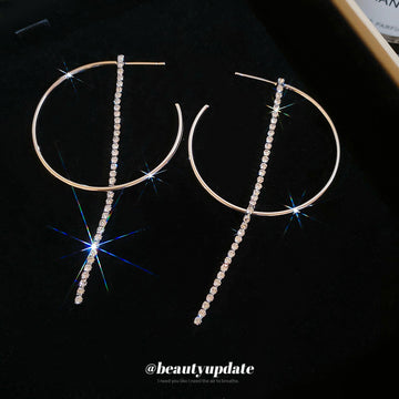 Silver Hoop Threader Chain Earrings Decorative Jewelry Design