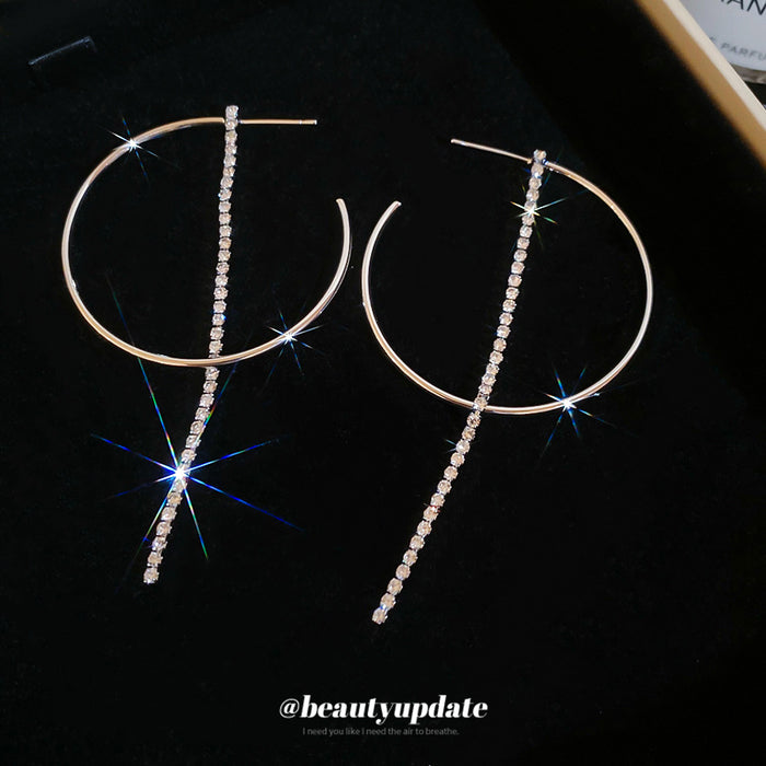 Silver Hoop Threader Chain Earrings Decorative Jewelry Design