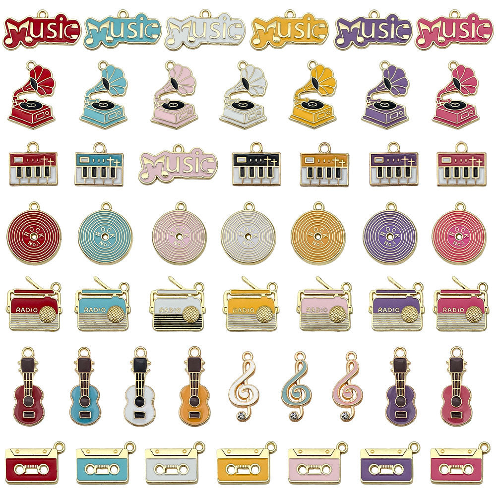 Zinc Alloy Enamel Piano Guitar Music Charm Pendant for Bracelet Necklace Keychain Making