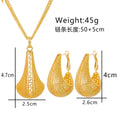 Gold Tone Gold Mesh Teardrop Metal Necklace and Earring Set view 5