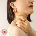 Gold U-Shaped Geometric Hoop Earrings Three Size Options view 4