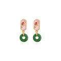 Gold Tone Deep Green Teardrop Glass Long Hook Earrings view 5