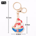Enamel Rhinestone Sailboat Keychain Gold Clasp Fu Charm view 3