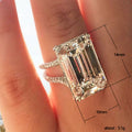 Oversized Rectangular Step-Cut Solitaire Split-Band Ring In Silver Tone view 3