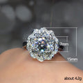 Layered Flower Halo Crystal Ring in Polished Metal view 5