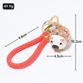 Rhinestone Beaded Pig Keychain Gold Clasp Multicolor Cord Options view 4