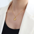 Mermaid Tail Round Disc Pendant Necklace Gold or Steel Tone view 4