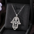 Gold and Silver Tone Crystal Hamsa and Heart Evil Eye Necklaces view 11