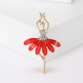 Ballerina Brooch With A Slender Dancer Figure, Crystal Bodice, And Translucent Petal Skirt view 4