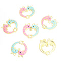 Pink and Blue Dolphin Heart Connector Charms in Two Tones view 7