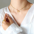 Gold Butterfly Pendant Necklace Twisted Chain Short Collar Style view 4