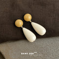 Resin Drop Earrings Blue Flower and Mustard Teardrop view 4